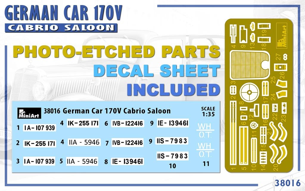 MiniArt 38016 GERMAN CAR 170V CABRIO SALOON 1/35 – imagen 13