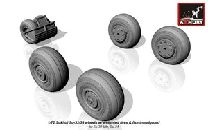Armory Models AW72045 Sukhoj Su-32FN / Su-34 Fullback wheels w/ weighted tires, front mudguard 1/72 – image 3
