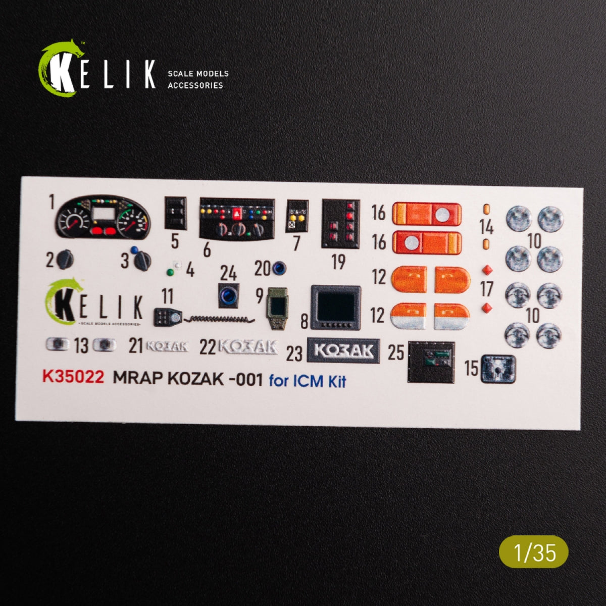 KELIK K35022 Kozak-001 Ukrainian MRAP 3D decals for ICM kit 1/35 – immagine 3
