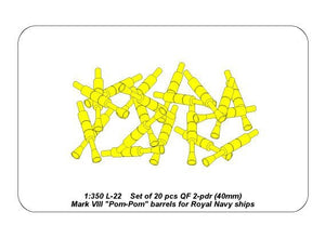 Aber 350L-22 Set of 20 pcs QF 2-pdr 40 mm Mk.VIII Pom Pom barrels for Royal Navy ships 1/350 – image 6