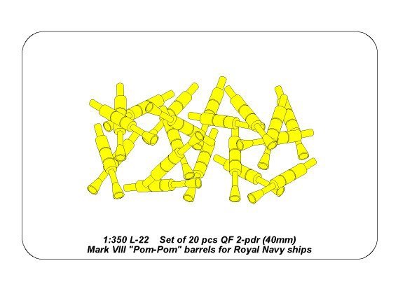 Aber 350L-22 Set of 20 pcs QF 2-pdr 40 mm Mk.VIII Pom Pom barrels for Royal Navy ships 1/350 – image 6