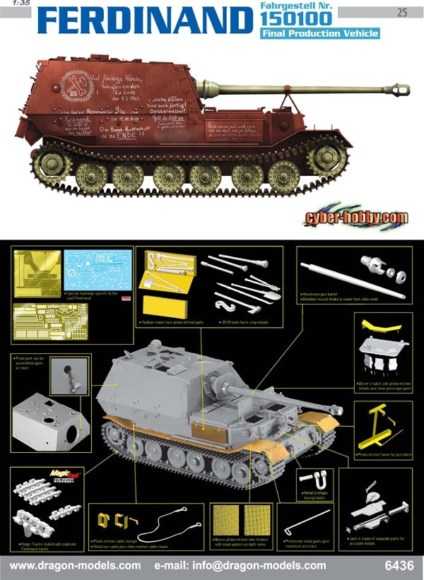 Cyber Hobby 6436 FERDINAND Fahrgestell Nr.150100 Final Production 1/35 – imagen 2