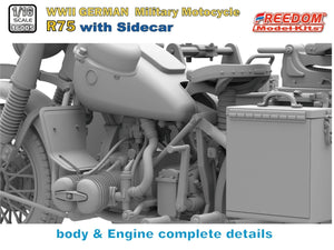 Freedom 16005 R75 with Sidecar WWII German Motorcycle 1/16 – image 7