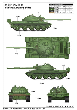 Trumpeter 01551 Russian T-62 Mod.1975 (Mod.1962+KTD2) – immagine 3