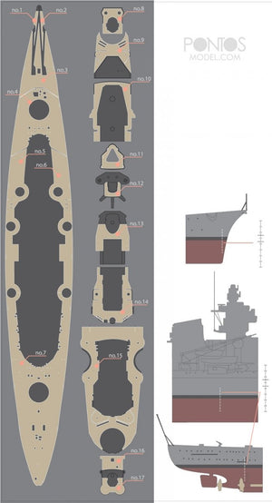 Pontos 35007WD1 DKM Tirpitz Wooden Deck set 1/350 – imagen 3