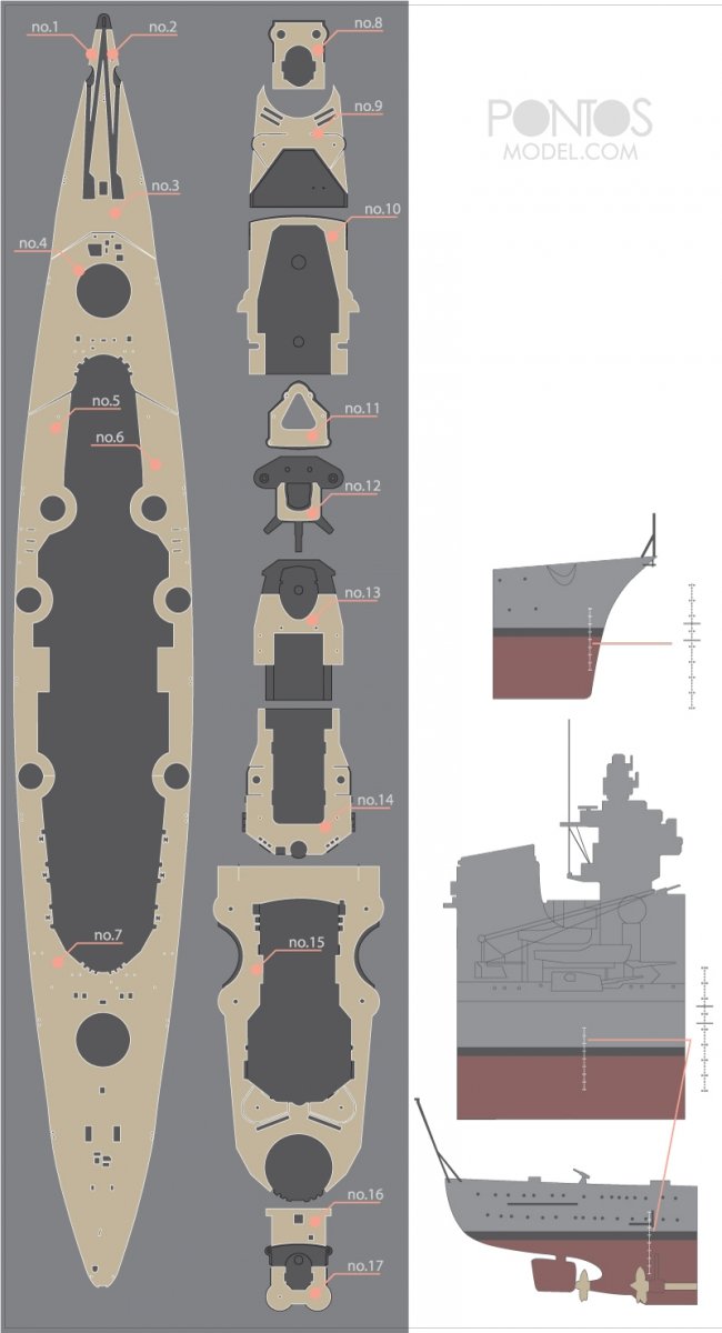 Pontos 35007WD1 DKM Tirpitz Wooden Deck set 1/350 – imagen 3