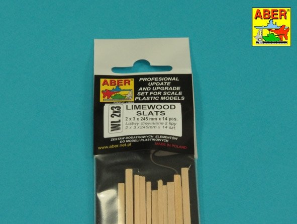 Aber WL2X3 Listwy drewniane z lipy 2x3x245mm x 14szt
