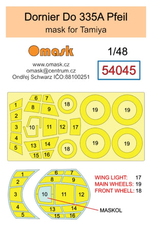 Omask 54045 Dornier Do 335A Pfeil mask (for Tamiya) 1/48 – immagine 2
