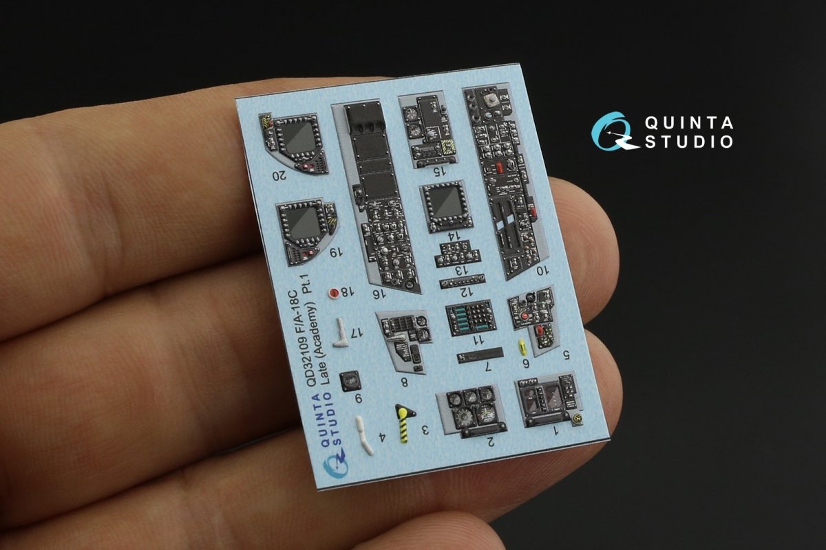 Quinta Studio QD32109 F/A-18C Late 3D-Printed &amp;amp; coloured Interior on decal paper (Academy) 1/32 – imagen 3