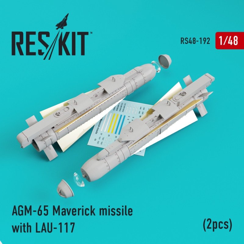 RESKIT RS48-0192 Missile AGM-65 Maverick avec LAU-117 (2 pièces) 1/48