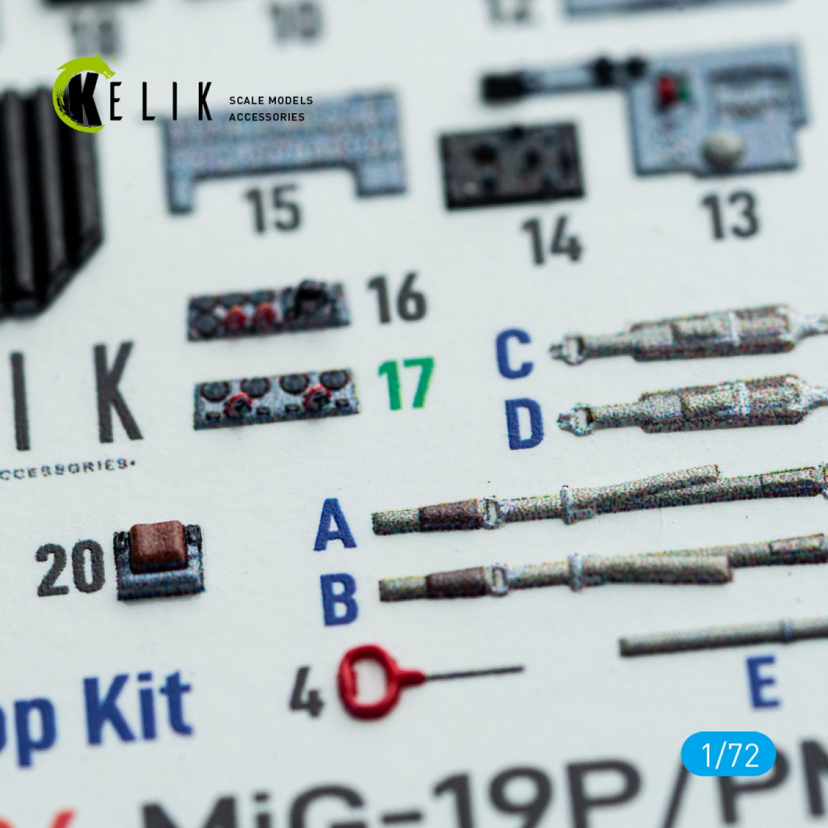 Kelik K72204 MiG-19P/PM - interior 3D decals for ClearProp kit 1/72
