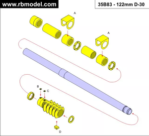 RB Model 35B83 122mm L/38 D-30 SPG T-34 / D-30 122mm Howitzer D-30 1/35 – imagen 3