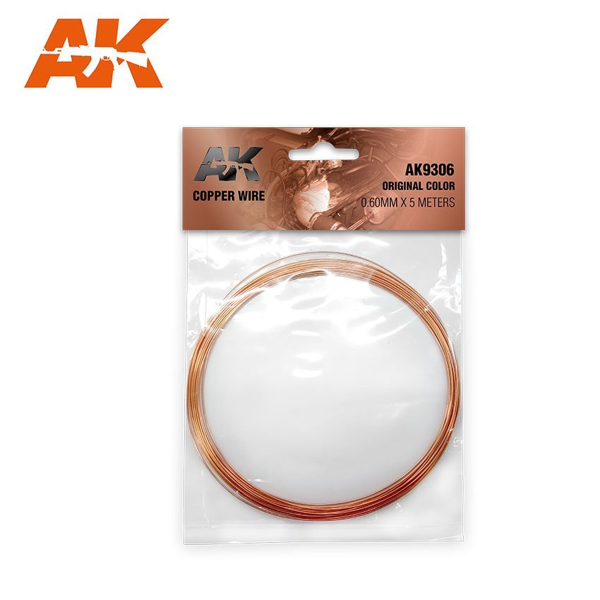 Fil de cuivre AK Interactive AK9306, diamètre 0,60 mm x 5 mètres. Couleur d'origine.