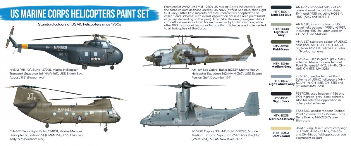 Hataka HTK-BS14 US Marine Corps Helicopters Paint Set (8x17ml) – immagine 2