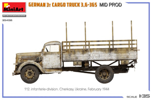 Miniart 35456 GERMAN 3T CARGO TRUCK 3,6-36S MID PROD 1/35 – immagine 9