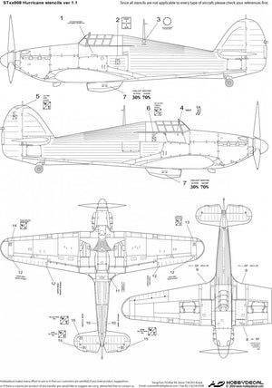 HobbyDecal ST48008V1 Hurricane stencils ver 1 1/48 – immagine 2