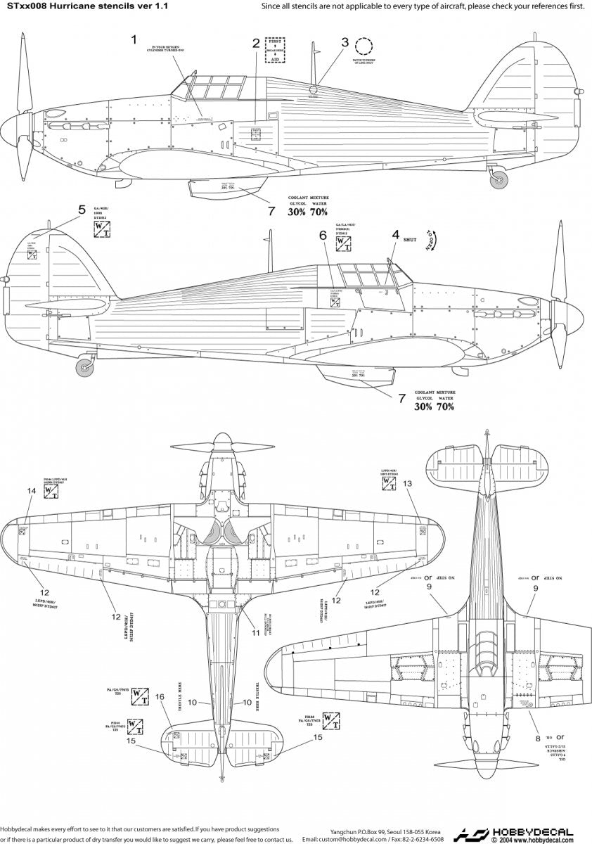 HobbyDecal ST48008V1 Hurricane stencils ver 1 1/48 – immagine 2