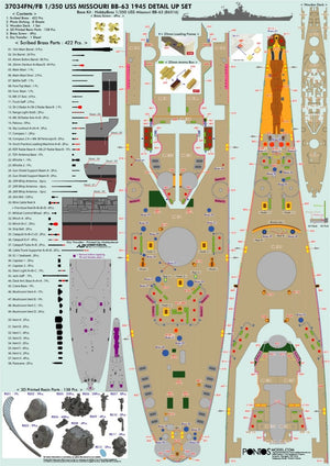 Pontos 37034FB USS BB-63 Missouri 1945 Advanced Detail Up Set for Hobbyboss Kit (Deck Blue 20B stained wooden deck) 1/350 – imagen 8