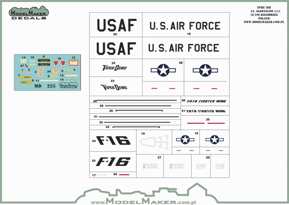 ModelMaker Decals MD48225 USAF F-16C Viper Demo 2024 50 Years of F-16 MASKS SETMD48225 USAF F-16C Viper Demo 2024 50 Years of F-16 MASKS SET 1/48 – image 2
