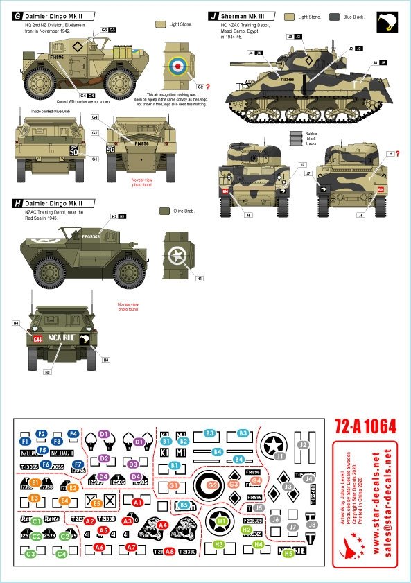 Star Decals 72-A1064 ANZAC # 1 New Zealand and Australian tanks and AFVs in Africa and Middle East WW2. 1/72 – image 2