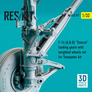 RESKIT RSU32-0087 F-14 (A,B,D) &amp;quot;TOMCAT&amp;quot; LANDING GEARS WITH WEIGHTED WHEELS SET FOR TRUMPETER KIT (3D PRINTED) 1/32 – immagine 3