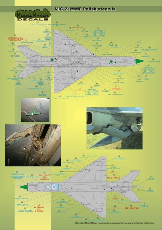 ModelMaker Decals D48020 MiG-21PFM/M/MF/bis/UM Polish stencils 1/48 – zdjęcie 3