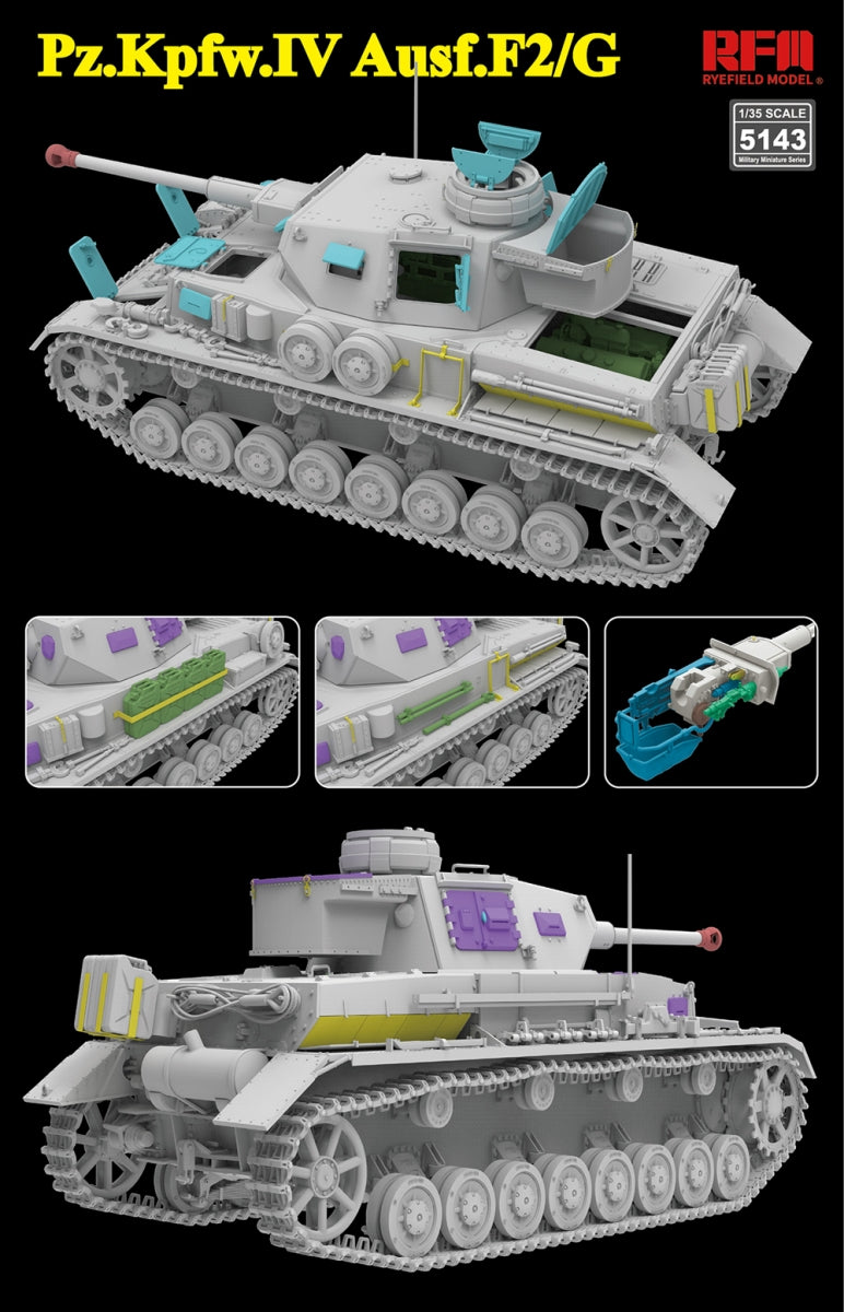 Rye Field Model 5143 Pz.Kpfw.IV Ausf.F2/G w/Engine &amp;amp; workable tracks 1/35 – imagen 2