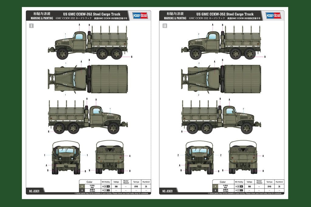 Hobby Boss 83831 US GMC CCKW-352 Steel Cargo Truck 1/35 – imagen 2