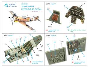 Quinta Studio QD72102 BF 109F-2/4 3D-Printed &amp;amp; coloured Interior on decal paper (Eduard) 1/72 – imagen 2
