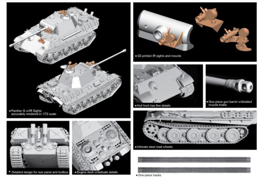 Dragon 7697 Panther G Roue en acier avec viseurs IR 1/72  – image 2