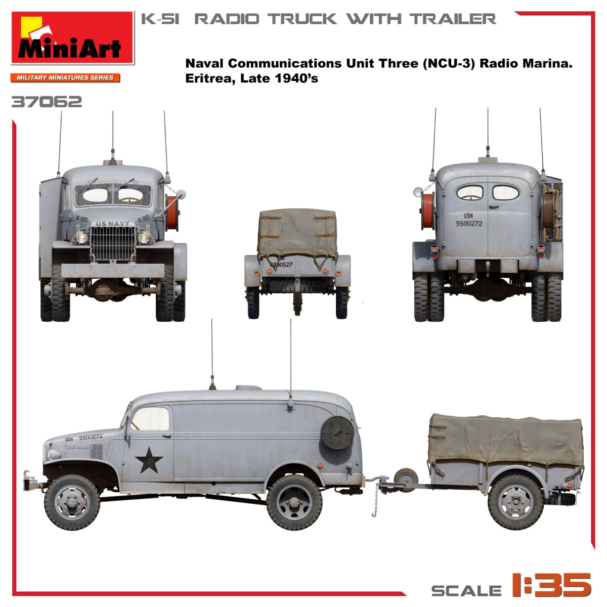 Miniart 37062 K-51 RADIO TRUCK WITH TRAILER 1/35 – imagen 6