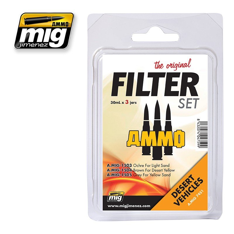 Kit de filtres AMMO of Mig Jimenez 7451 pour véhicules tout-terrain 3 x 30 ml