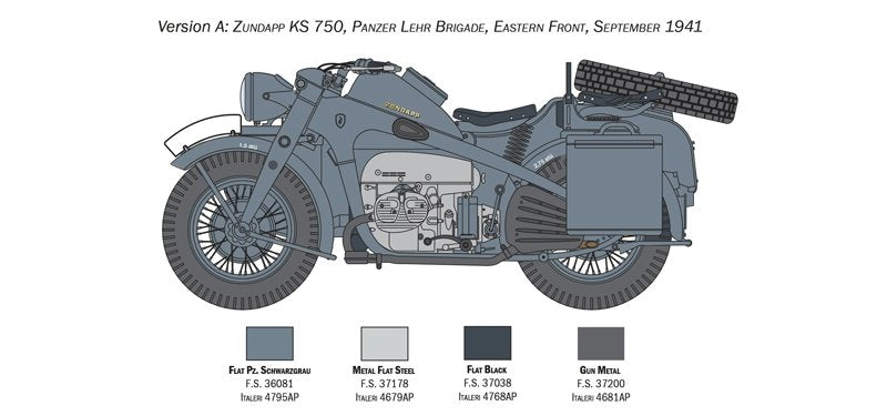 Italeri 7406 ZUNDAPP KS 750 with Sidecar 1/9 – immagine 5