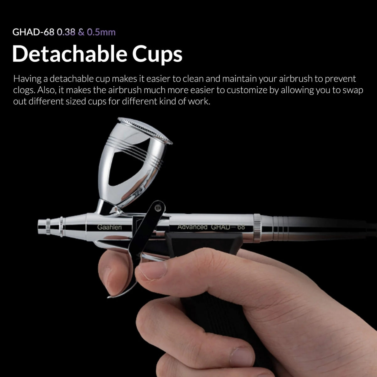 Gaahleri 40140 Advanced Series GHAD-68 Airbrush 0,38 mm &amp; 0,5 mm, 1/4 oz &amp; 1/2 oz