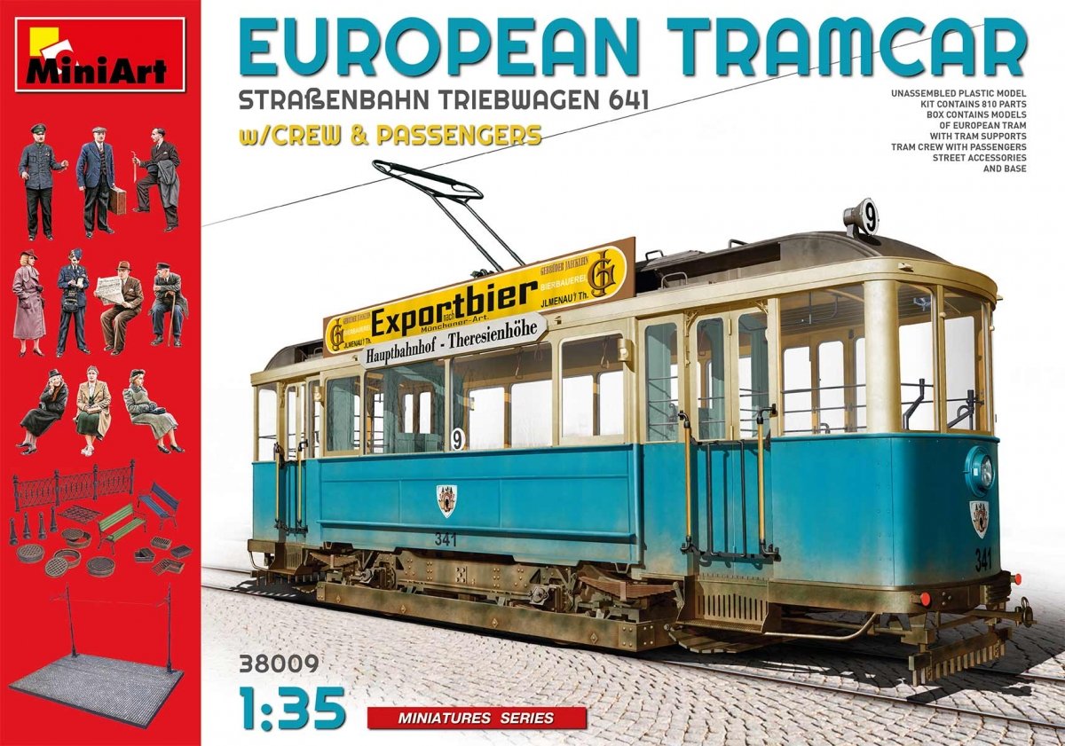Miniart 38009 Tramway européen - Straßenbahn-Triebwagen 641 avec équipage et passagers 1/35