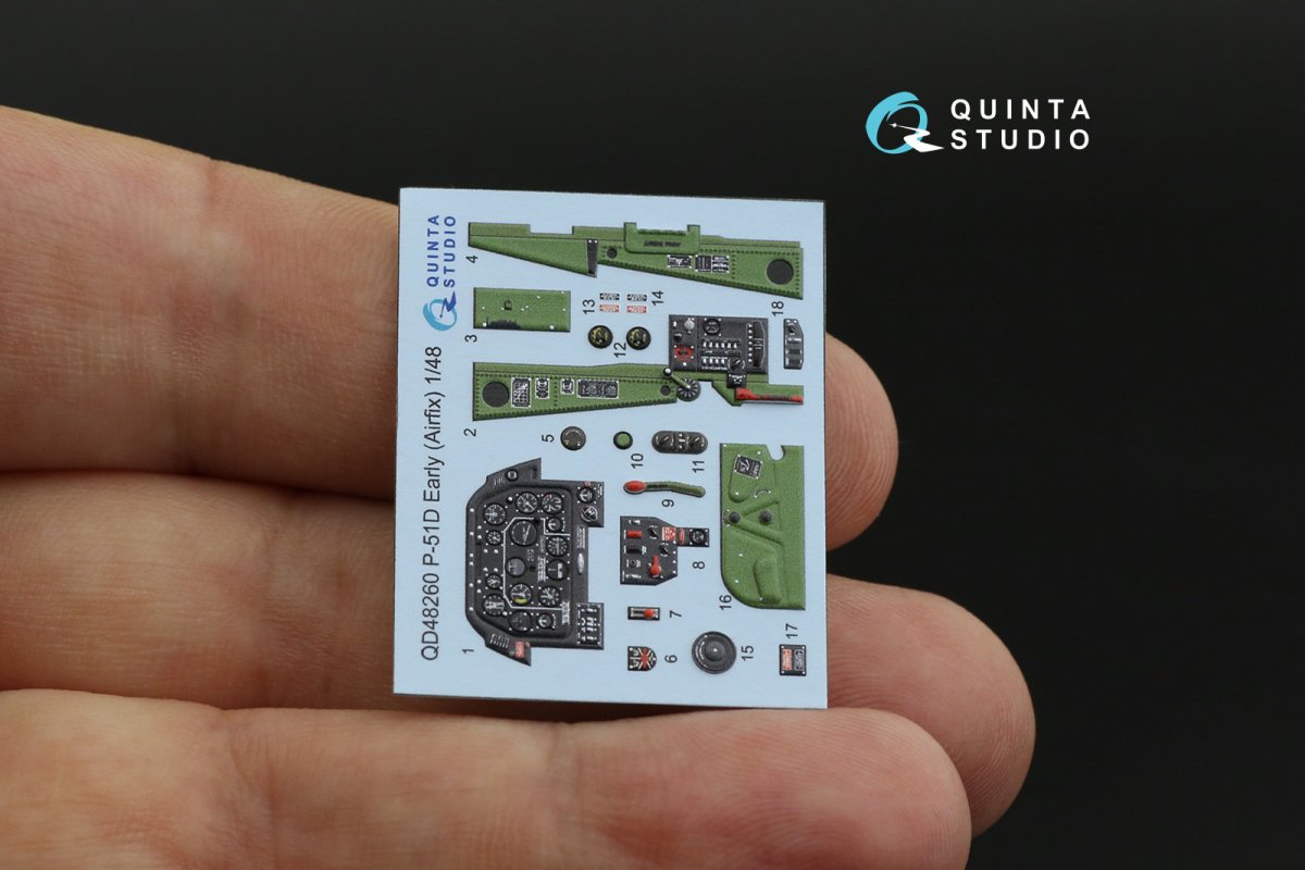 Quinta Studio QD48260 P-51D Early 3D-Printed &amp;amp; coloured Interior on decal paper ( Airfix ) 1/48 – immagine 8