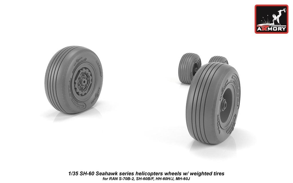 Armory Models AW35302 SH-60 Seahawk wheels w/ weighted tires 1/35 – imagen 2