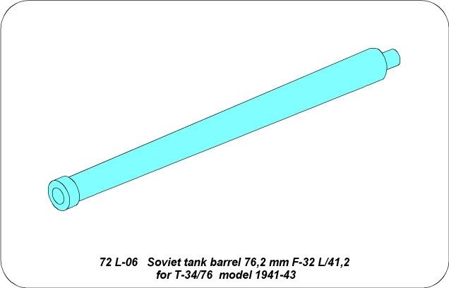 Aber 72L-06 Lufa 76,2 mm F-32 L/41,2 do radzieckich czołgów T-34/76 model 41/43 / Soviet tank barrel 76,2mm F-32 L/41,2 for T-34/76 model 1941-43 1/72 – Bild 3