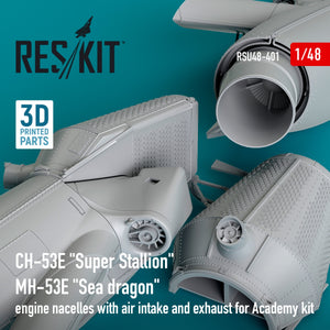 RESKIT RSU48-0401 CH-53E &amp;quot;Super Stallion&amp;quot;, MH-53E &amp;quot;Sea dragon&amp;quot; engine nacelles with air intake and exhaust for Academy kit (3D printed) 1/48 – zdjęcie 3