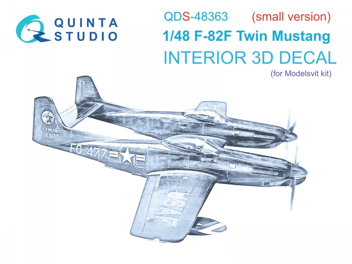 Quinta Studio QDS-48363 F-82F Twin Mustang 3D-Printed &amp; colored Interior on decal paper (Modelsvit) (Small version) 1/48