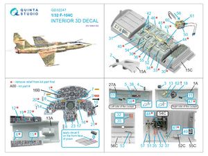 Quinta Studio QD32247 F-104C 3D-Printed &amp;amp; coloured Interior on decal paper (Italeri) 1/32 – imagen 7