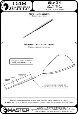 Master AM-48-141 Su-34 (Fullback) Pitot Tube 1/48 – imagen 4