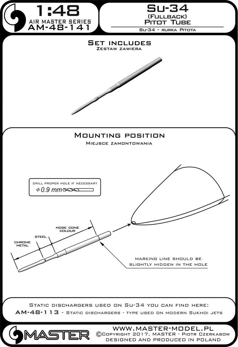 Master AM-48-141 Su-34 (Fullback) Pitot Tube 1/48 – imagen 4