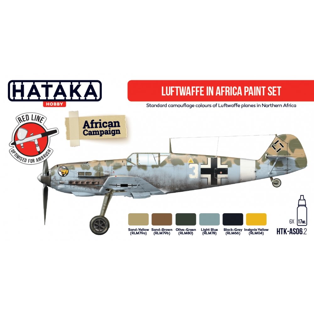 Hataka HTK-AS06.2 Ensemble de peinture Luftwaffe en Afrique 6x17ml