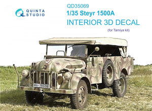 Quinta Studio QD35069 Steyr 1500A 3D-Printed &amp;amp; coloured Interior on decal paper (Tamiya) 1/35