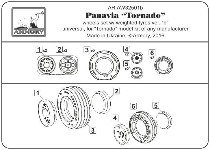 Armory Models AW32501b Panavia Tornado wheels, w/ tyres type “b” (GY) 1/32 – imagen 6