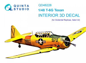 Quinta Studio QD48228 T-6G 3D-Printed &amp;amp; coloured Interior on decal paper (Italeri) 1/48
