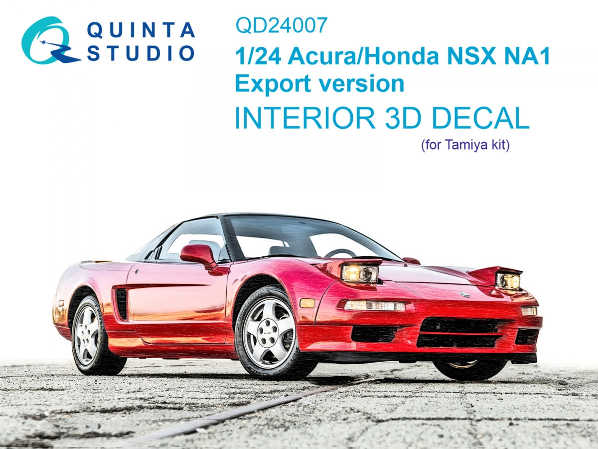 Quinta Studio QD24007 Acura-Honda NSX NA1 Export version 3D-Printed &amp;amp; coloured Interior on decal paper (Tamiya) 1/24