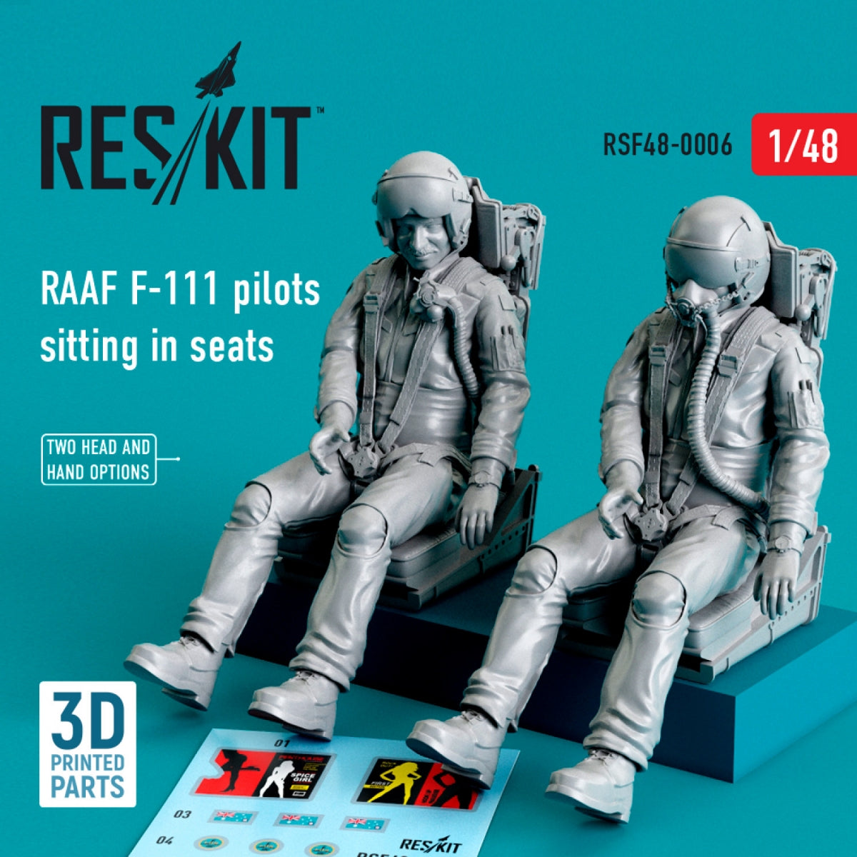 RESKIT RSF48-0006 RAAF F-111 PILOTS SITTING IN SEATS (2 PCS) (3D PRINTED) 1/48 – imagen 2