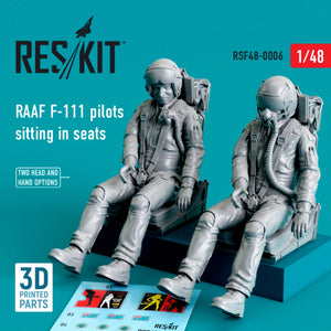 RESKIT RSF48-0006 RAAF F-111 PILOTS SITTING IN SEATS (2 PCS) (3D PRINTED) 1/48 – imagen 2